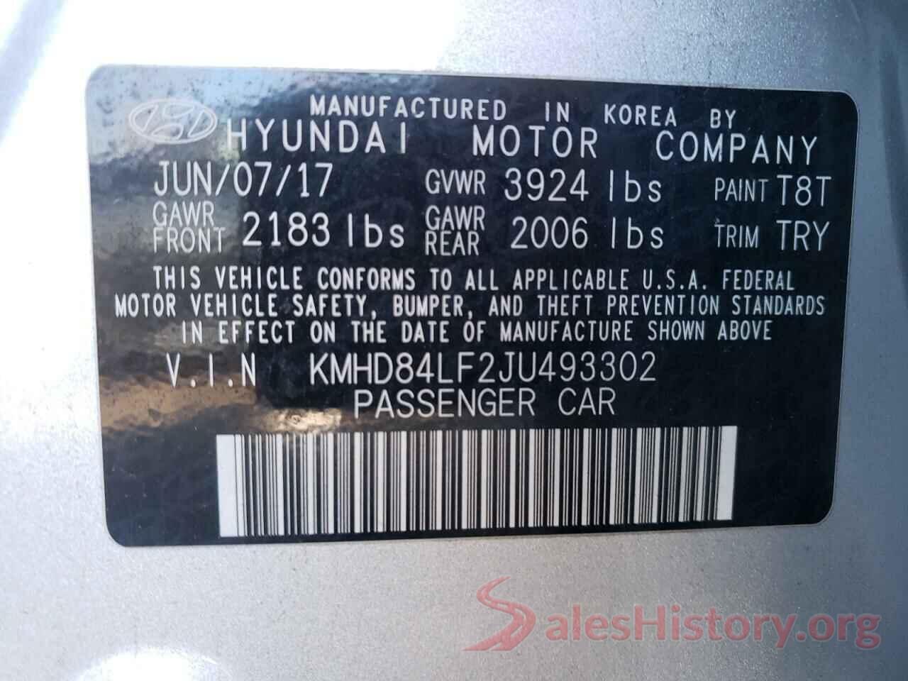 KMHD84LF2JU493302 2018 HYUNDAI ELANTRA