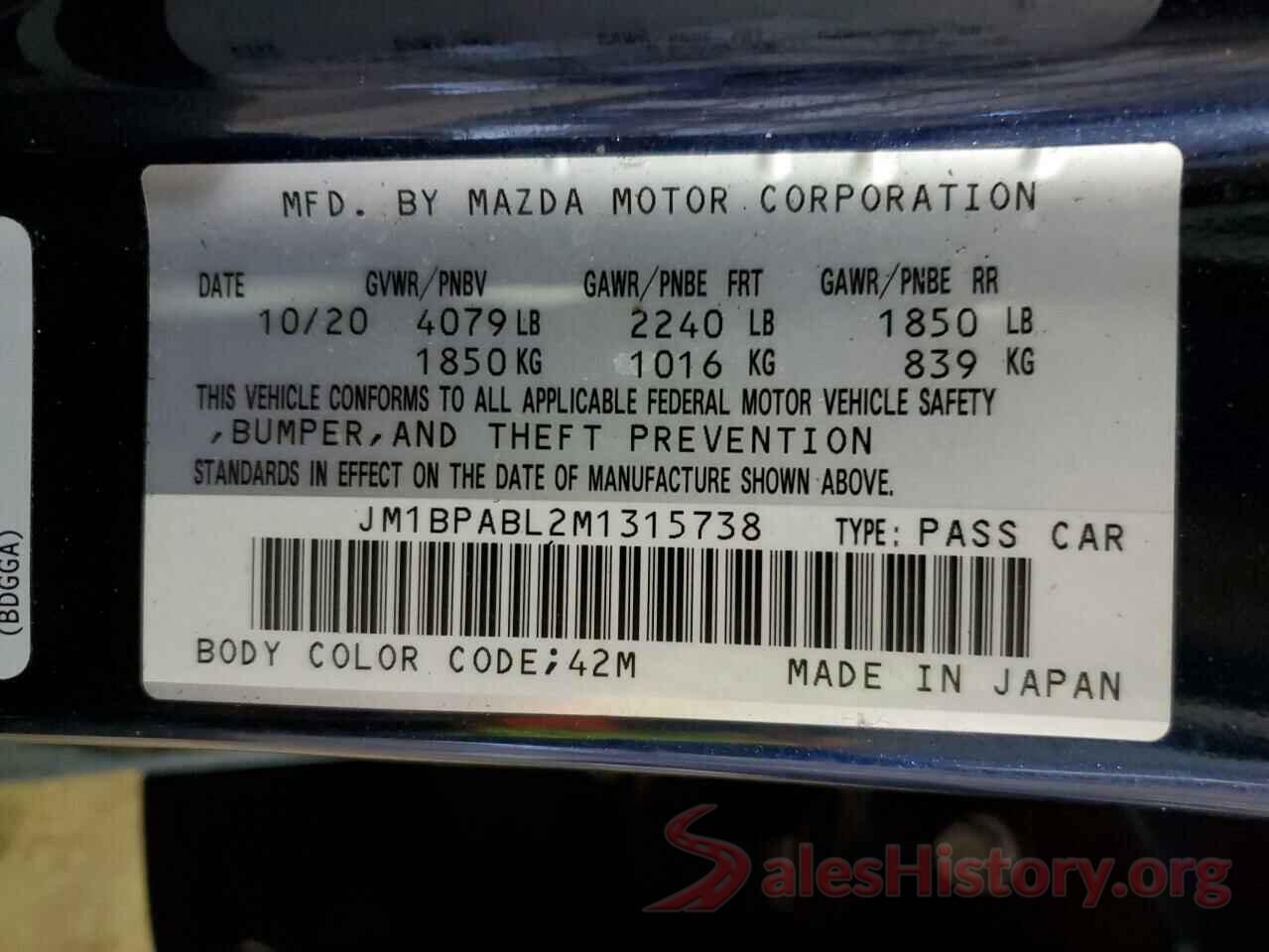 JM1BPABL2M1315738 2021 MAZDA 3