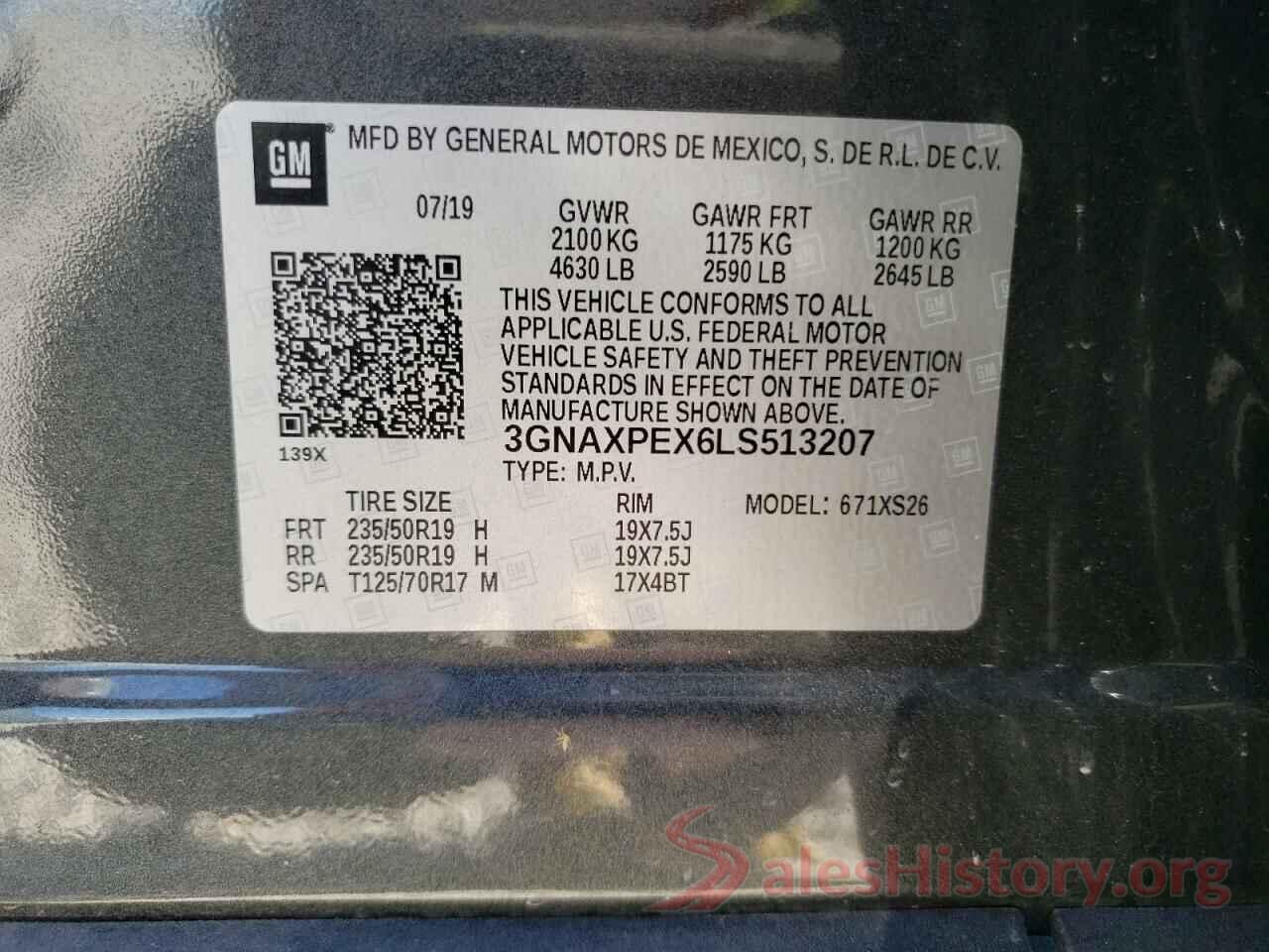 3GNAXPEX6LS513207 2020 CHEVROLET EQUINOX