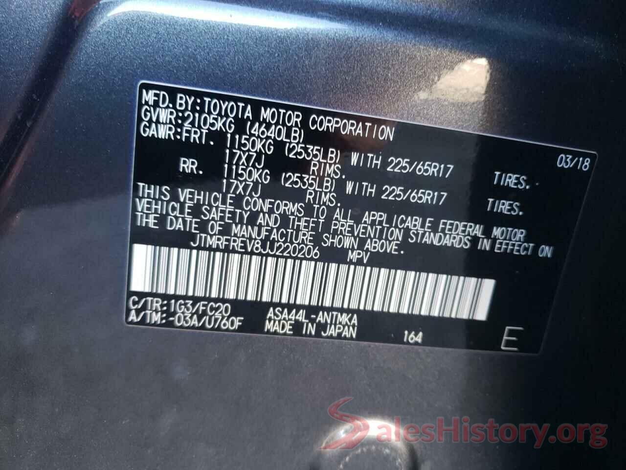 JTMRFREV8JJ220206 2018 TOYOTA RAV4