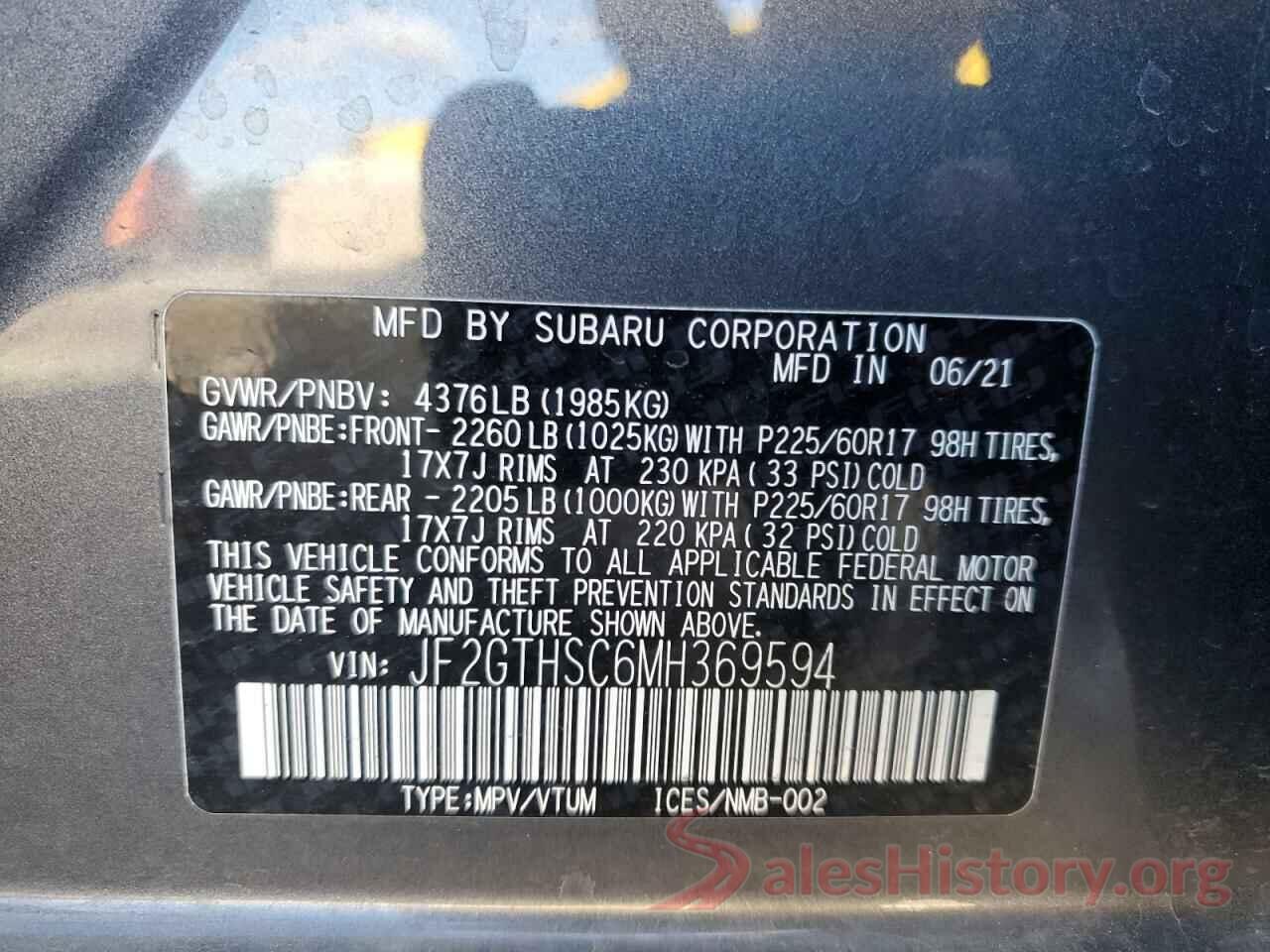 JF2GTHSC6MH369594 2021 SUBARU CROSSTREK