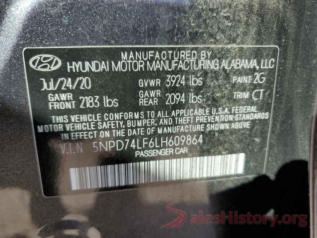 5NPD74LF6LH609864 2020 HYUNDAI ELANTRA