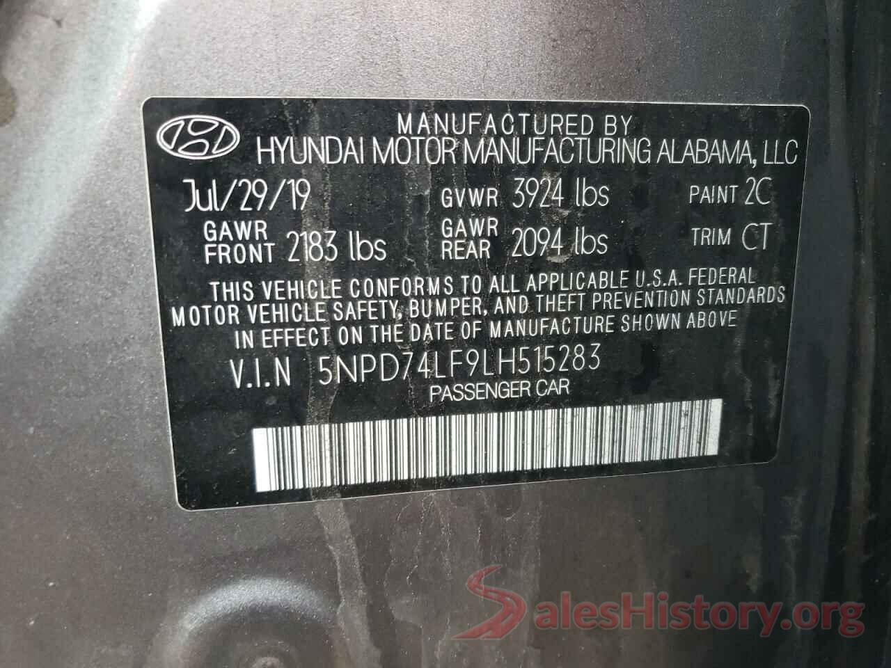 5NPD74LF9LH515283 2020 HYUNDAI ELANTRA