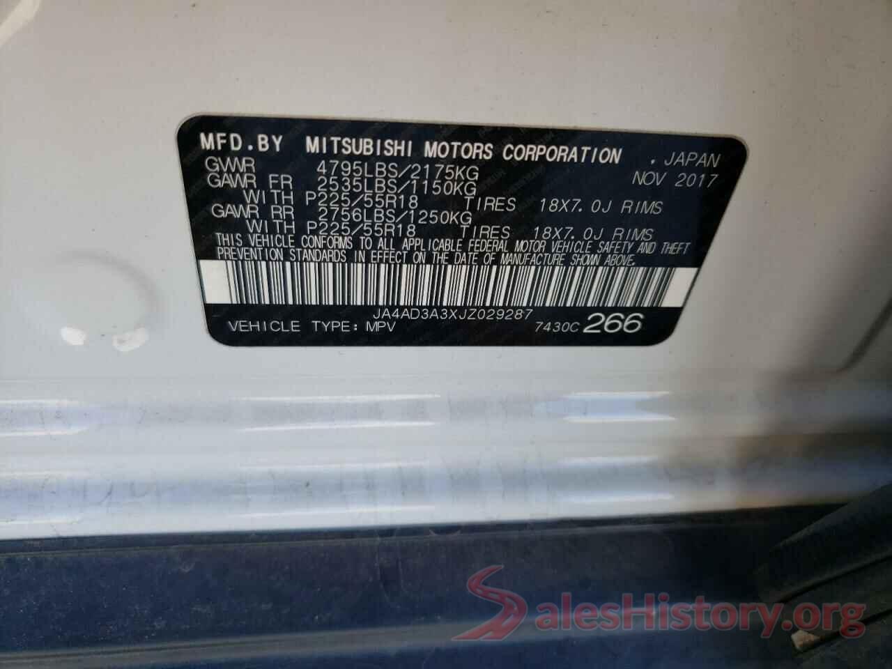 JA4AD3A3XJZ029287 2018 MITSUBISHI OUTLANDER