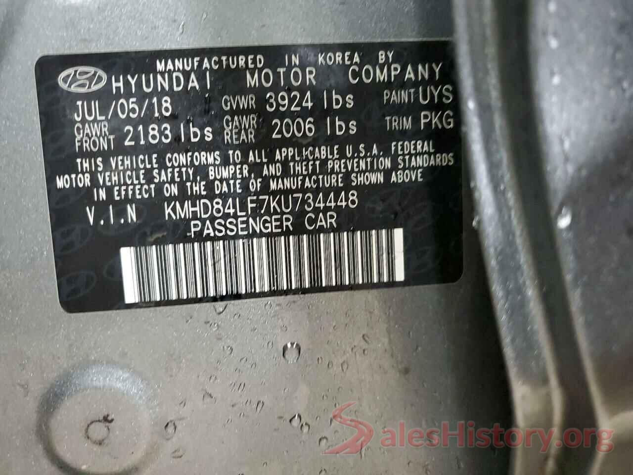 KMHD84LF7KU734448 2019 HYUNDAI ELANTRA