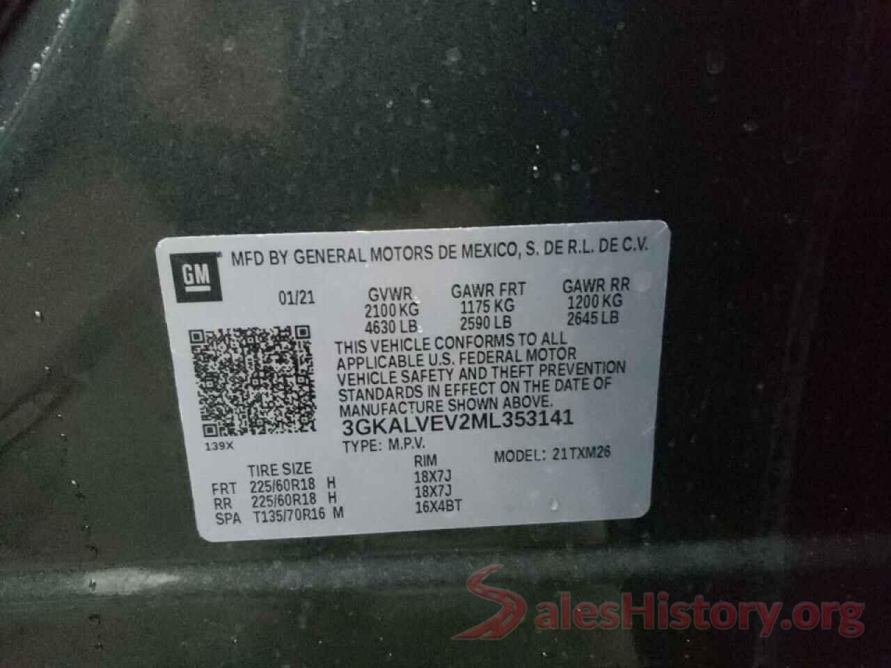 3GKALVEV2ML353141 2021 GMC TERRAIN