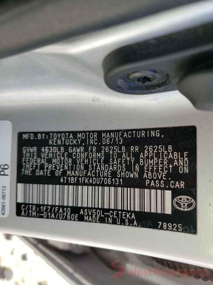 4T1BF1FK4DU706131 2013 TOYOTA CAMRY