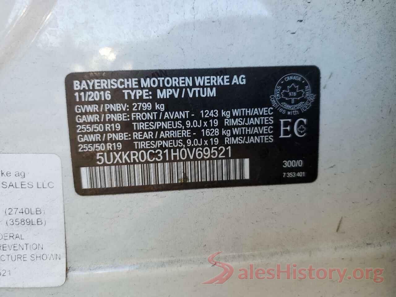 5UXKR0C31H0V69521 2017 BMW X5