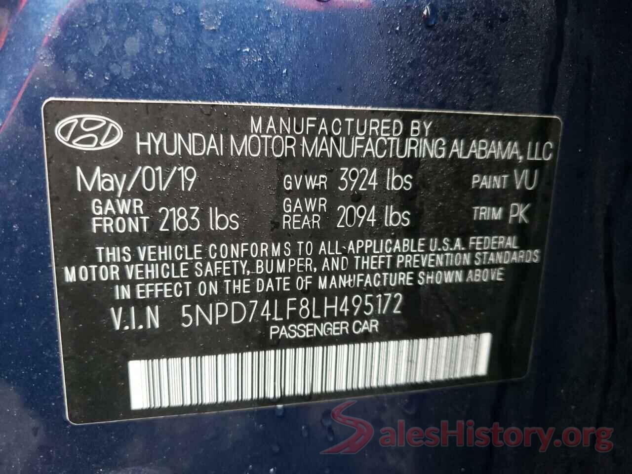 5NPD74LF8LH495172 2020 HYUNDAI ELANTRA