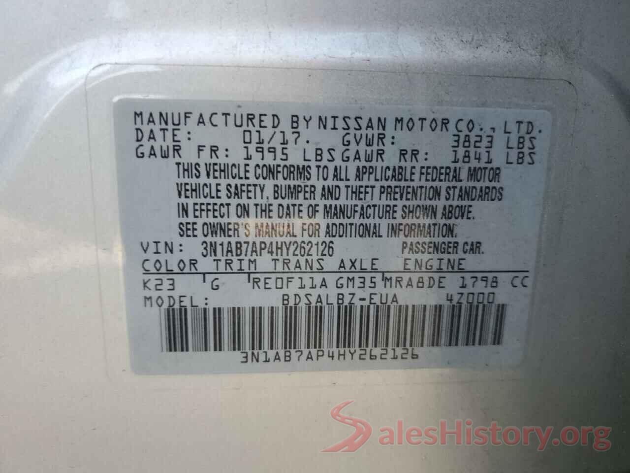 3N1AB7AP4HY262126 2017 NISSAN SENTRA