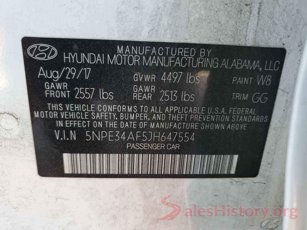 5NPE34AF5JH647554 2018 HYUNDAI SONATA