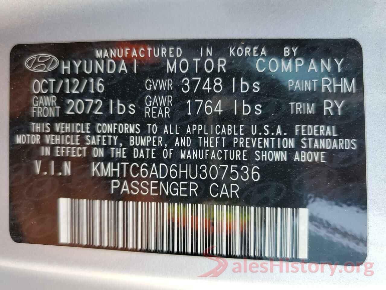 KMHTC6AD6HU307536 2017 HYUNDAI VELOSTER