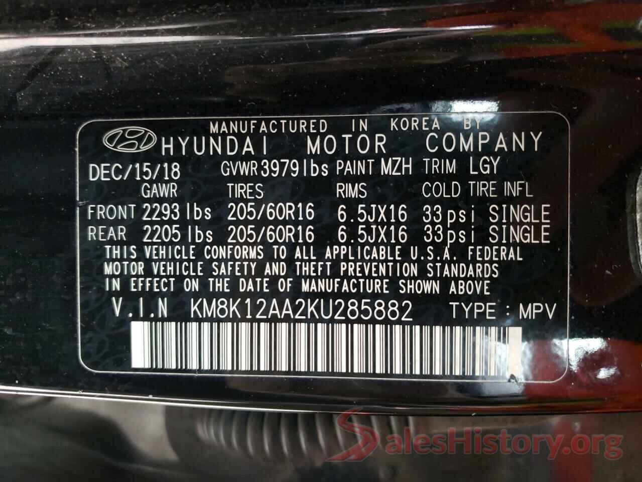 KM8K12AA2KU285882 2019 HYUNDAI KONA