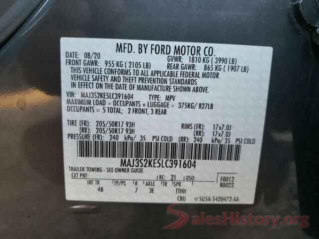 MAJ3S2KE5LC391604 2020 FORD ECOSPORT