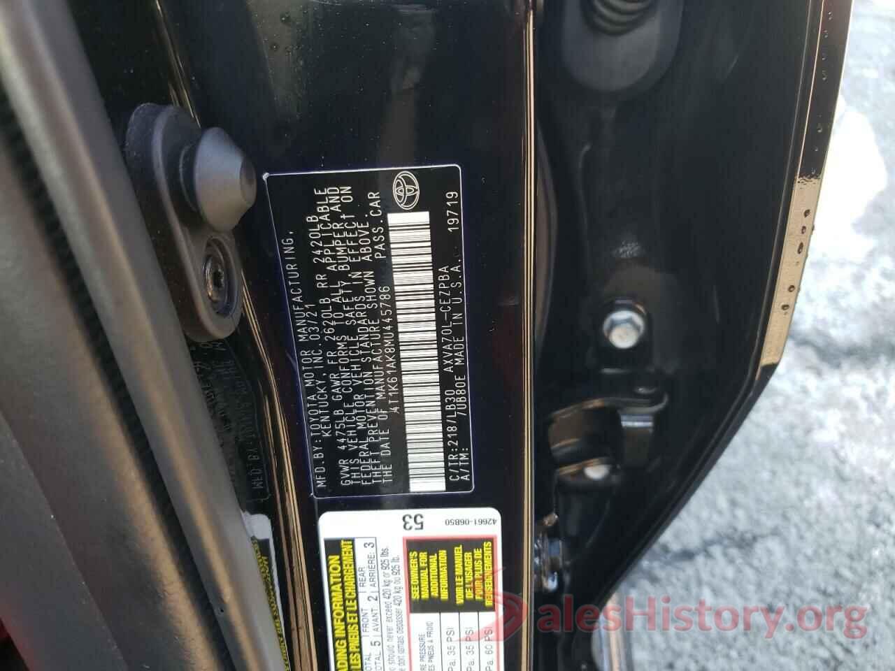 4T1K61AK8MU445786 2021 TOYOTA CAMRY