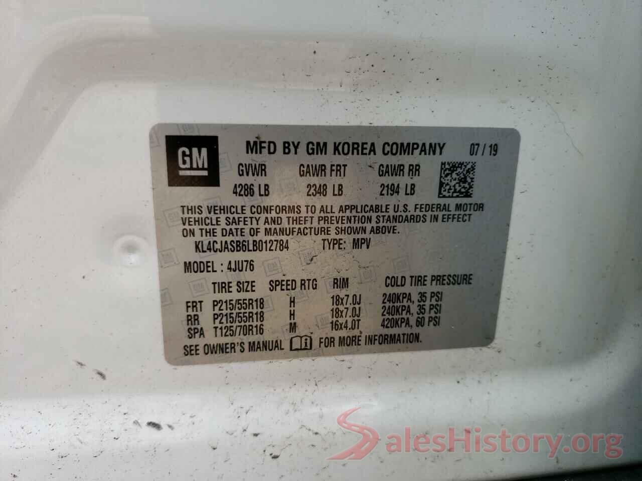 KL4CJASB6LB012784 2020 BUICK ENCORE