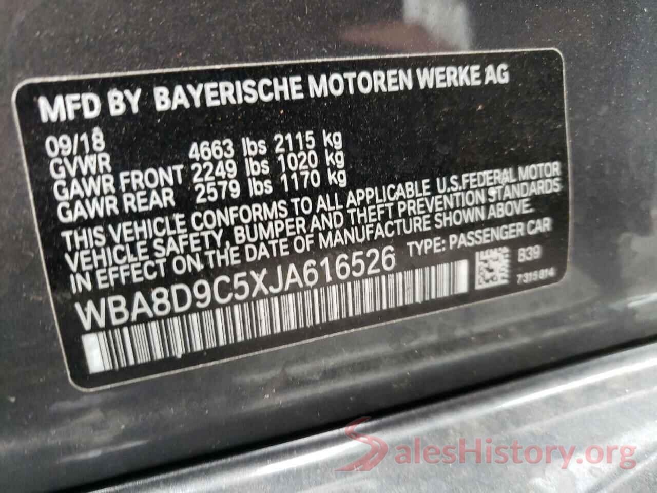 WBA8D9C5XJA616526 2018 BMW 3 SERIES