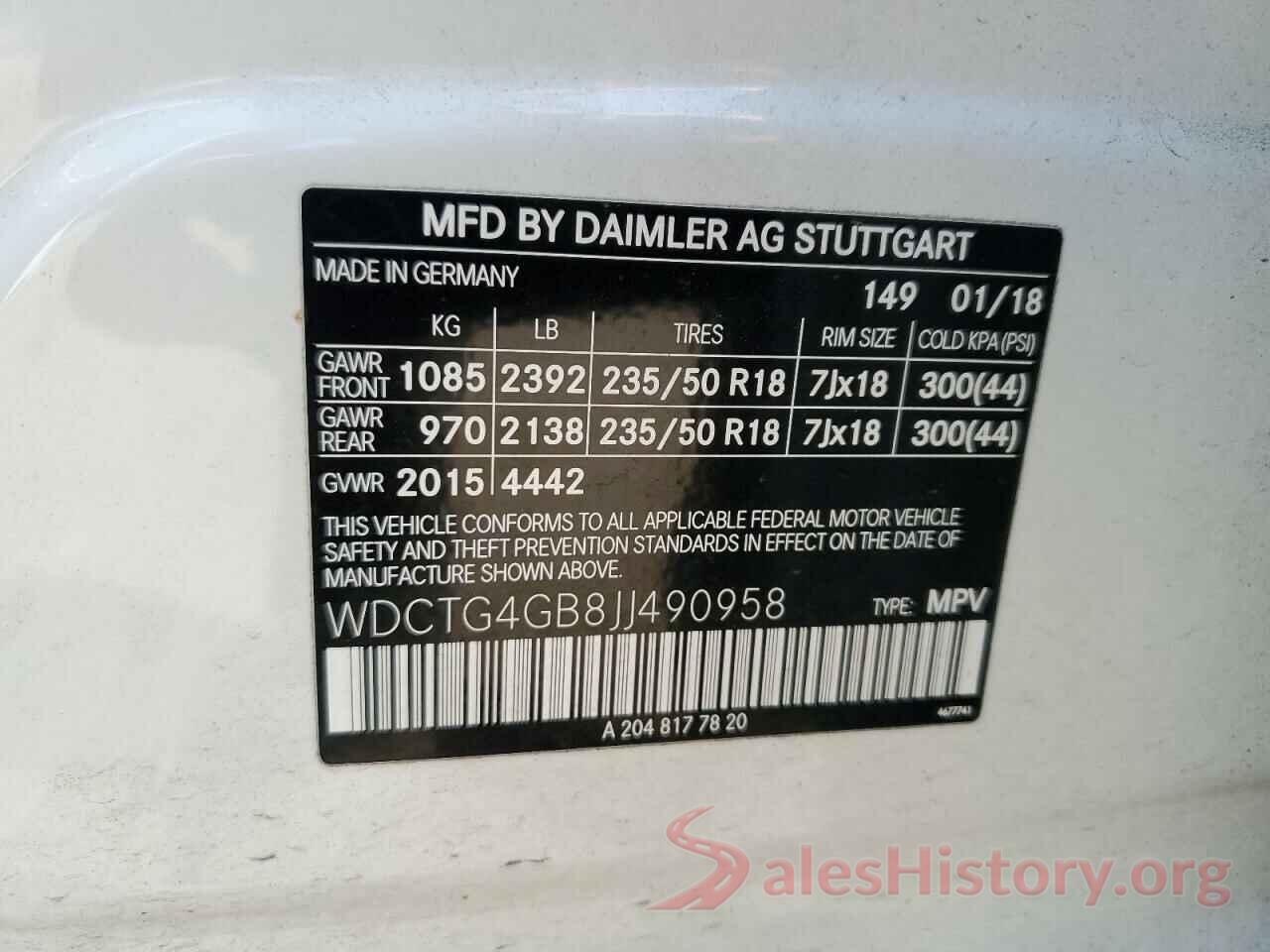 WDCTG4GB8JJ490958 2018 MERCEDES-BENZ GLA-CLASS