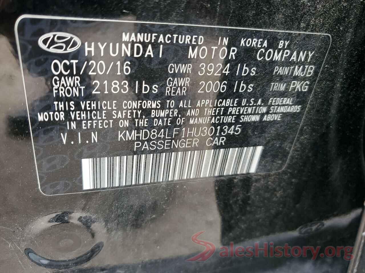 KMHD84LF1HU301345 2017 HYUNDAI ELANTRA