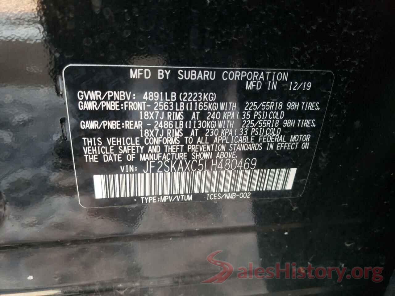 JF2SKAXC5LH480469 2020 SUBARU FORESTER