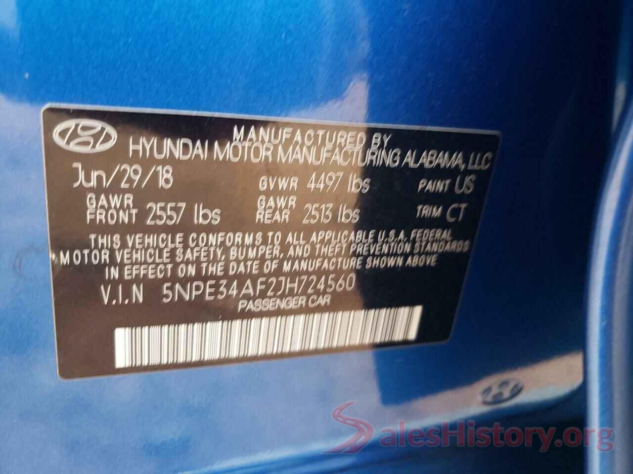 5NPE34AF2JH724560 2018 HYUNDAI SONATA