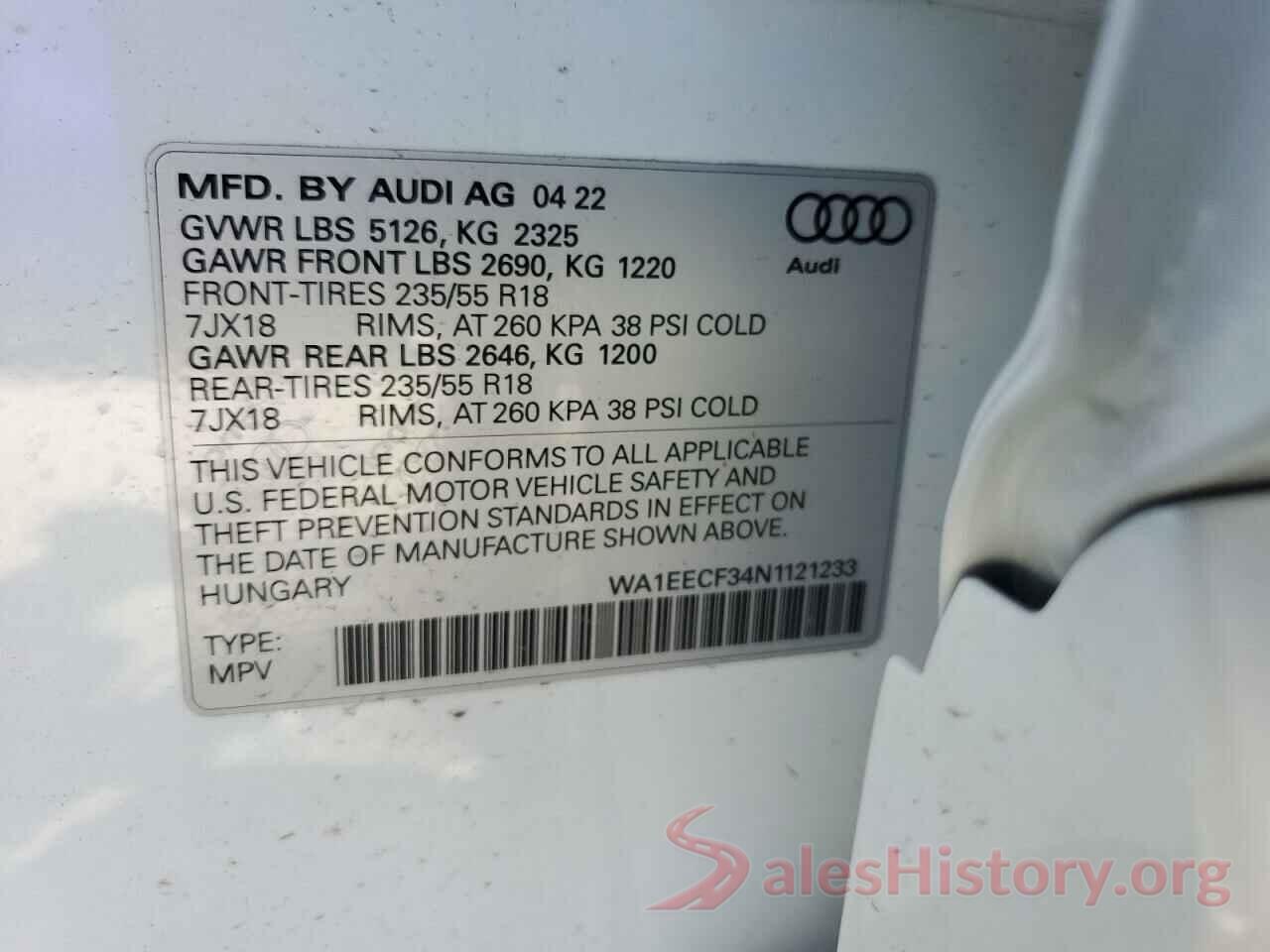 WA1EECF34N1121233 2022 AUDI Q3