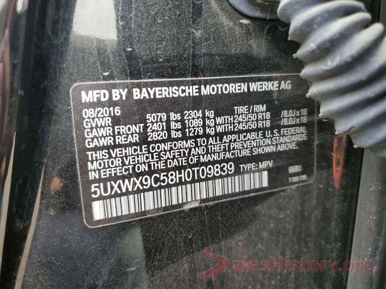 5UXWX9C58H0T09839 2017 BMW X3