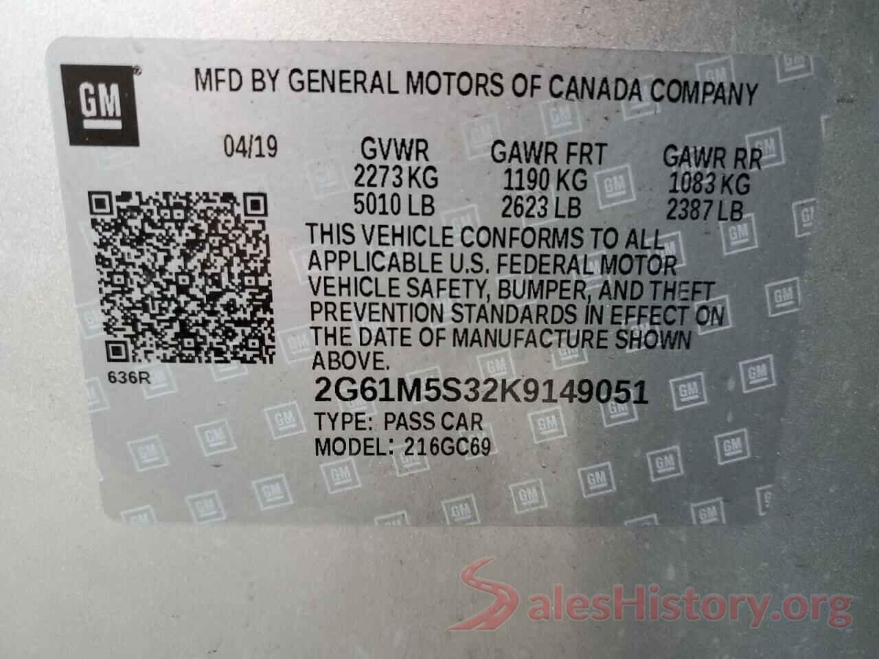 2G61M5S32K9149051 2019 CADILLAC XTS