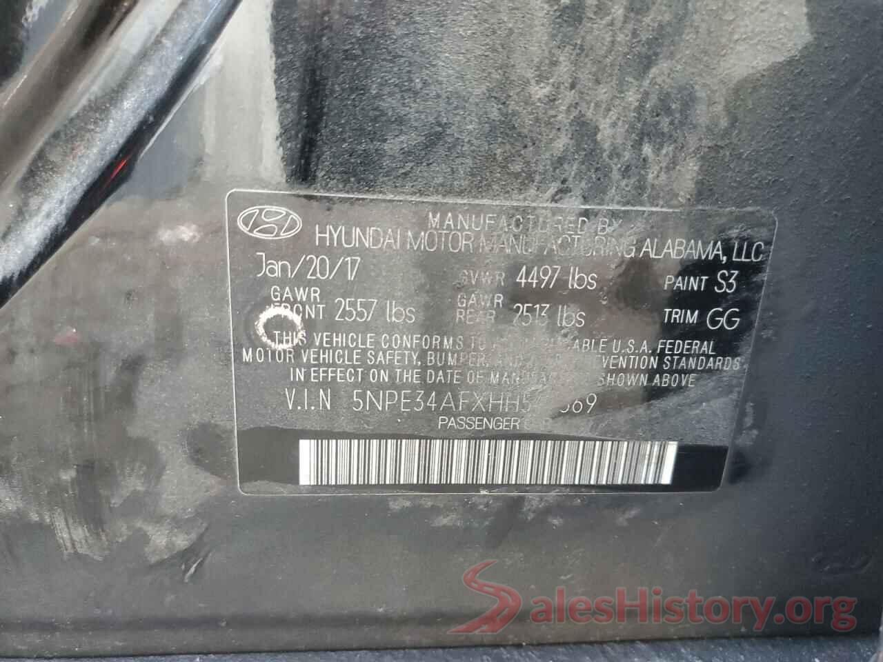 5NPE34AFXHH549369 2017 HYUNDAI SONATA