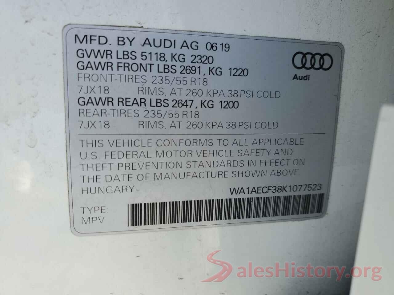 WA1AECF38K1077523 2019 AUDI Q3