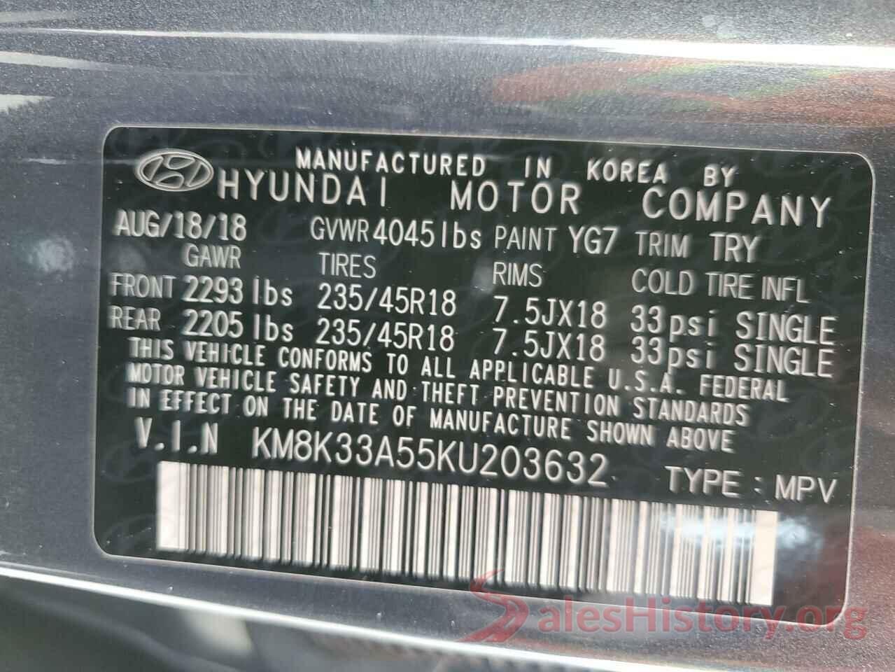 KM8K33A55KU203632 2019 HYUNDAI KONA