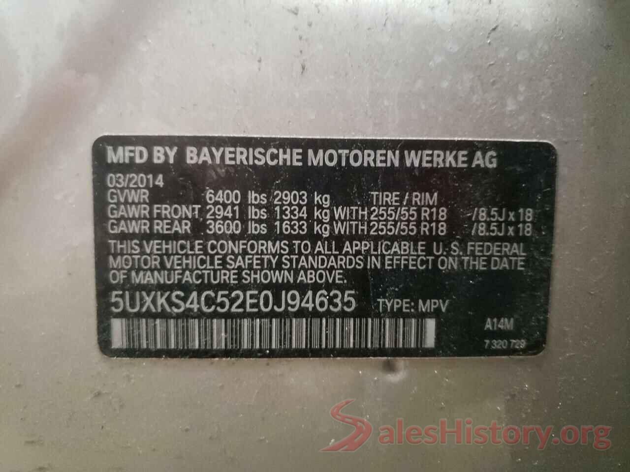 5UXKS4C52E0J94635 2014 BMW X5