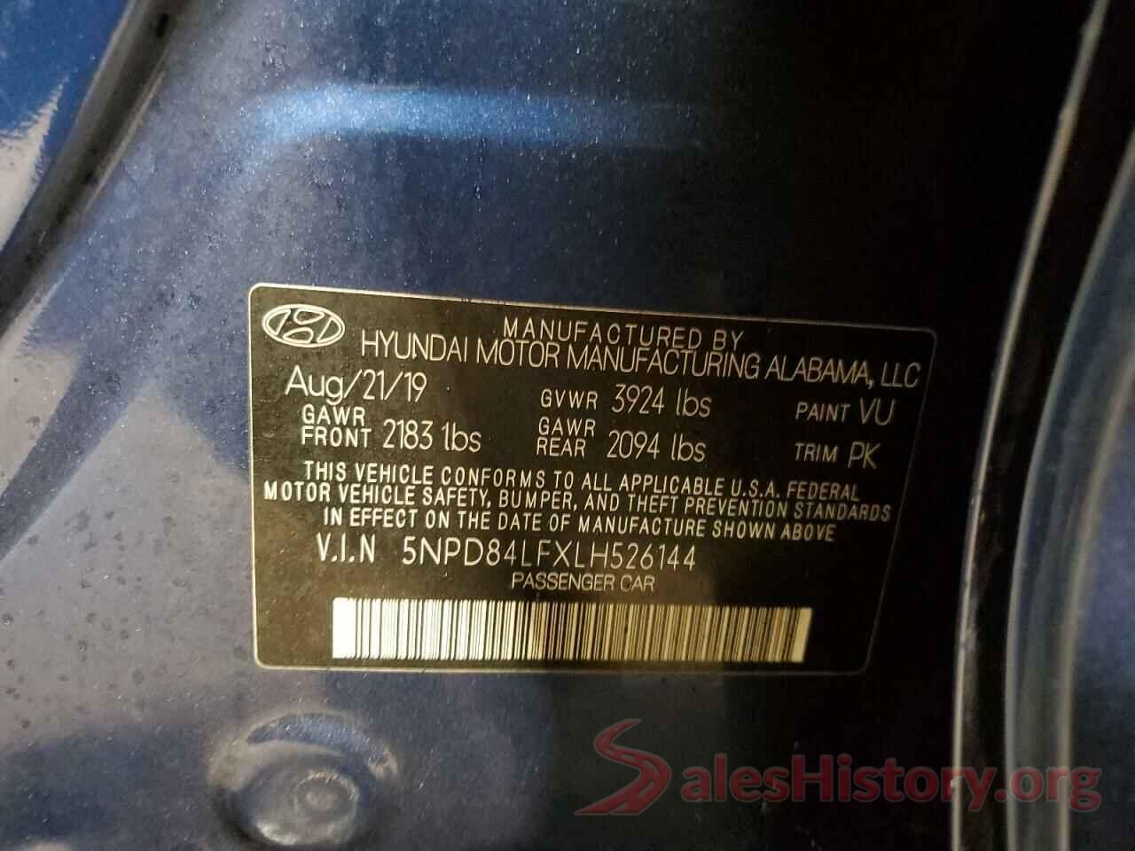 5NPD84LFXLH526144 2020 HYUNDAI ELANTRA