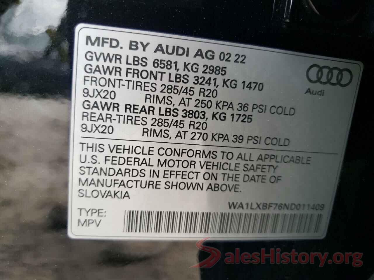 WA1LXBF76ND011409 2022 AUDI Q7