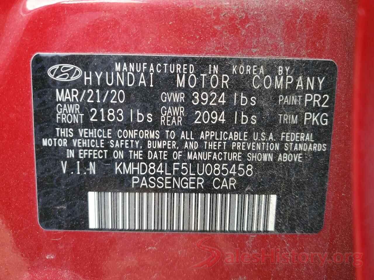 KMHD84LF5LU085458 2020 HYUNDAI ELANTRA