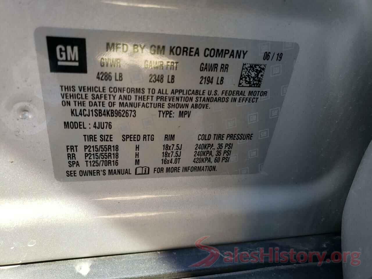 KL4CJ1SB4KB962673 2019 BUICK ENCORE