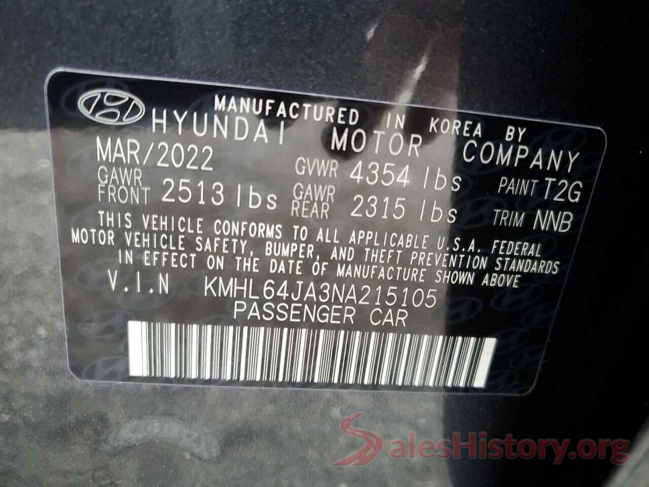 KMHL64JA3NA215105 2022 HYUNDAI SONATA