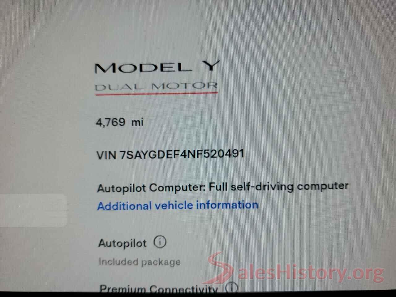 7SAYGDEF4NF520491 2022 TESLA MODEL Y