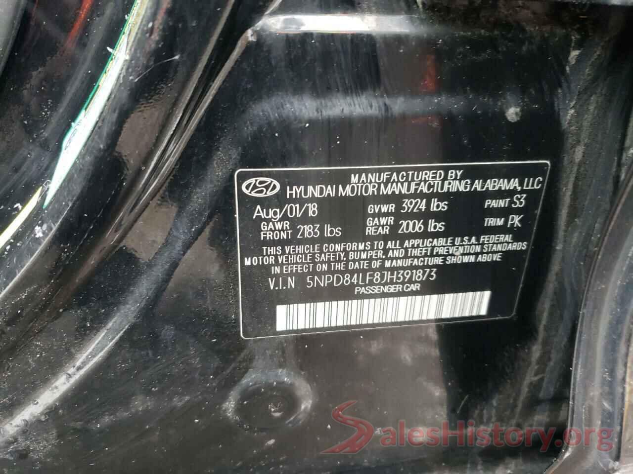 5NPD84LF8JH391873 2018 HYUNDAI ELANTRA