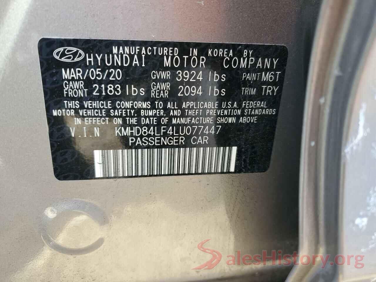 KMHD84LF4LU077447 2020 HYUNDAI ELANTRA