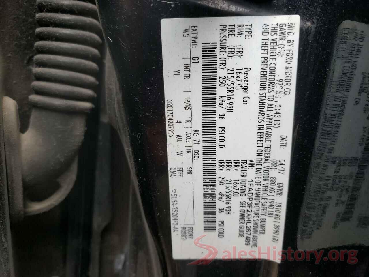 1FADP3F2XHL267489 2017 FORD FOCUS