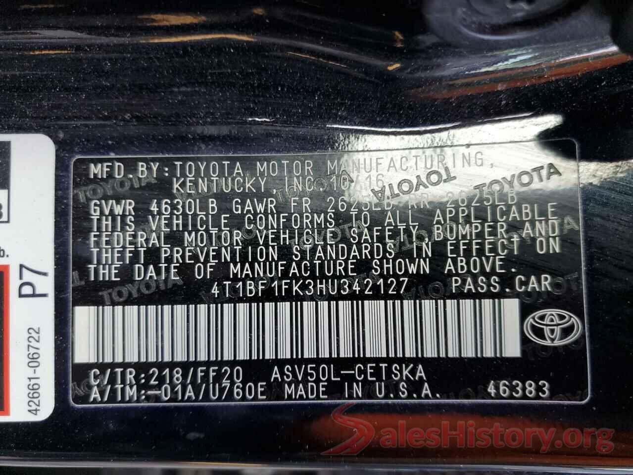 4T1BF1FK3HU342127 2017 TOYOTA CAMRY