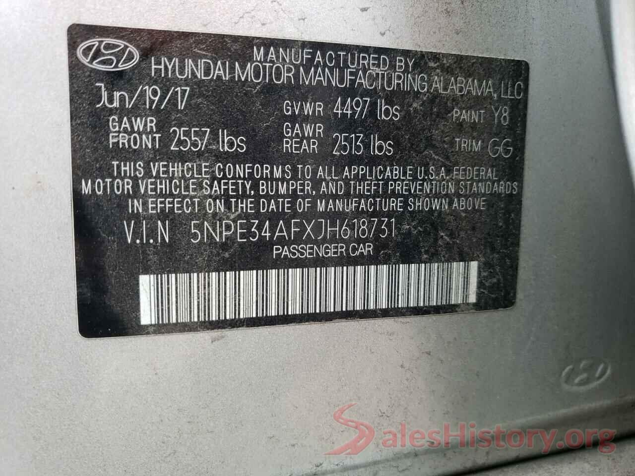 5NPE34AFXJH618731 2018 HYUNDAI SONATA