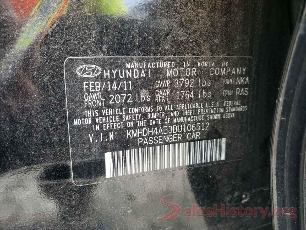 KMHDH4AE3BU106512 2011 HYUNDAI ELANTRA