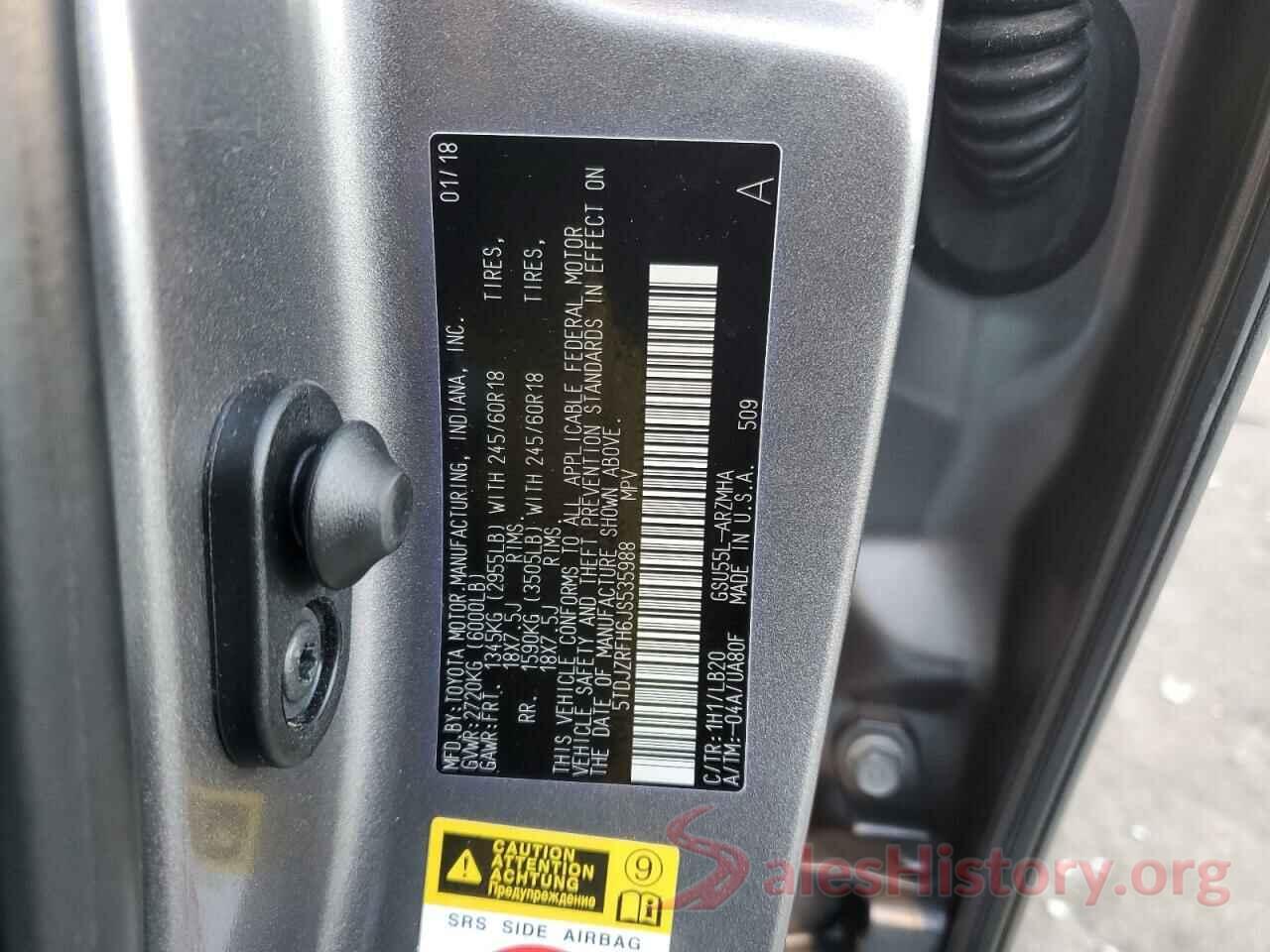 5TDJZRFH6JS535988 2018 TOYOTA HIGHLANDER