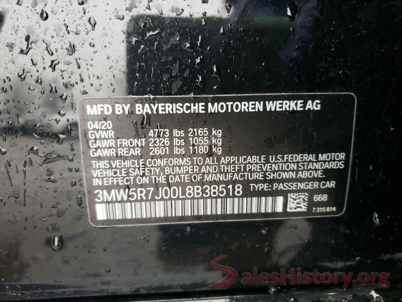 3MW5R7J00L8B38518 2020 BMW 3 SERIES