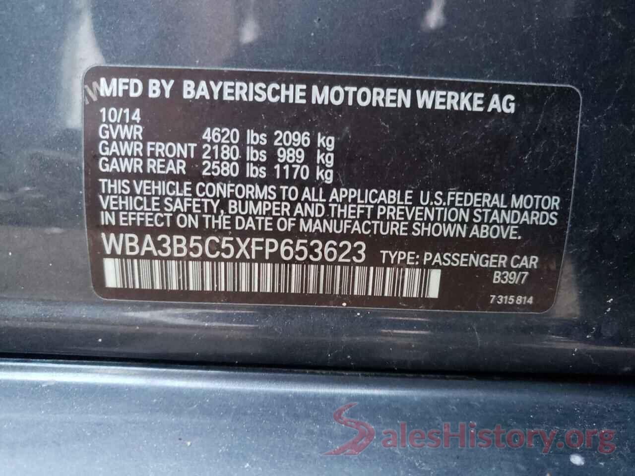 WBA3B5C5XFP653623 2015 BMW 3 SERIES