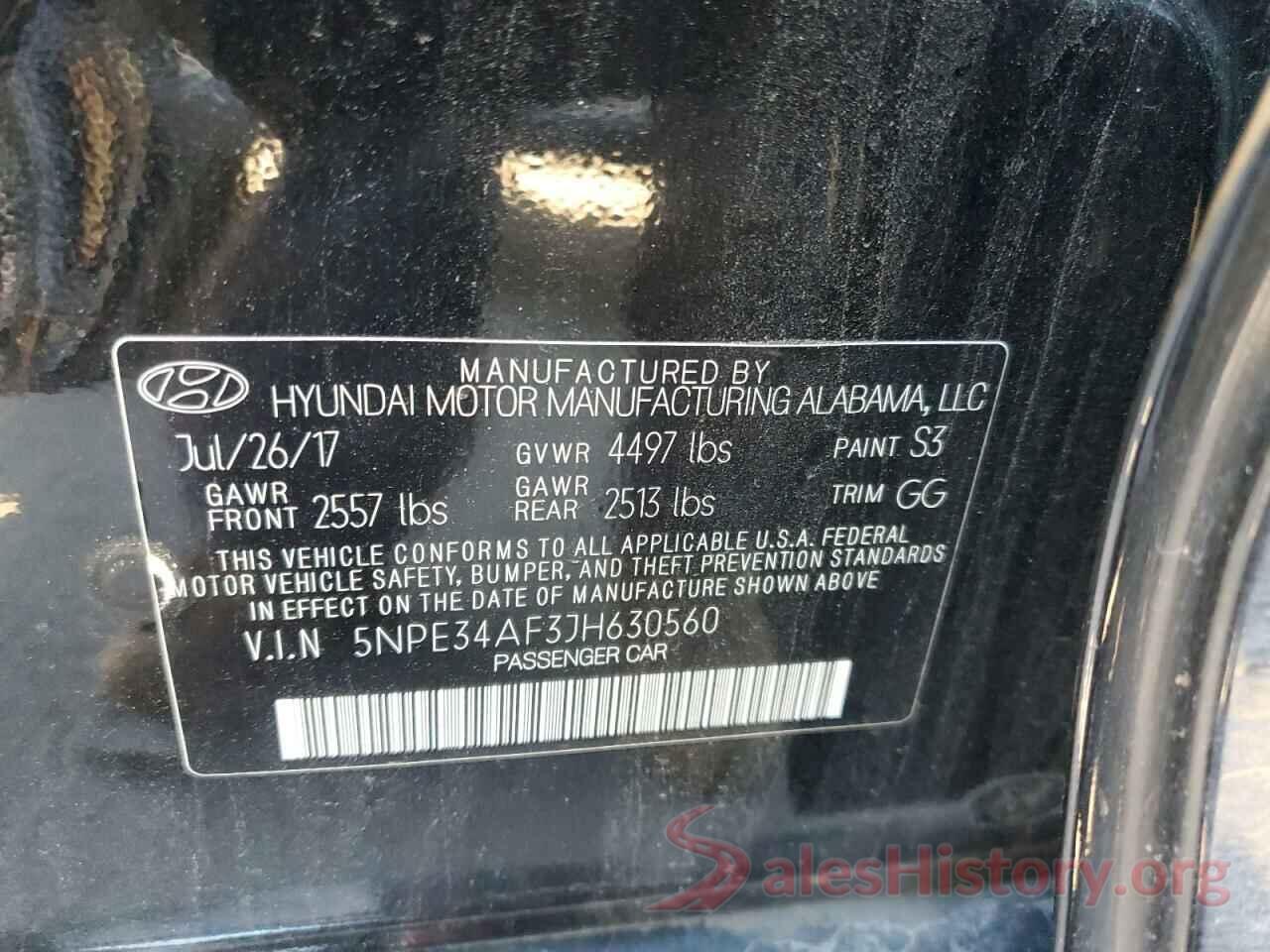 5NPE34AF3JH630560 2018 HYUNDAI SONATA