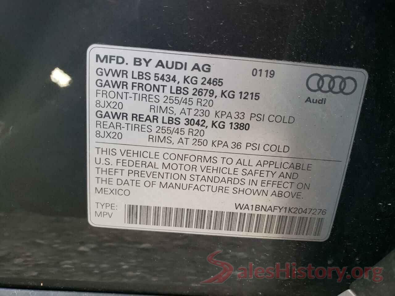 WA1BNAFY1K2047276 2019 AUDI Q5