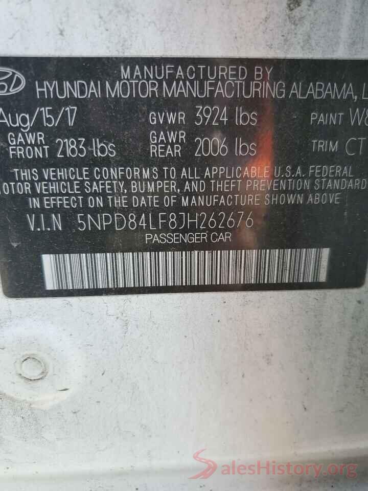 5NPD84LF8JH262676 2018 HYUNDAI ELANTRA